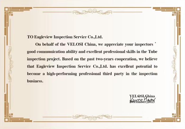 TO Excellent Supervision Unit of Velosi