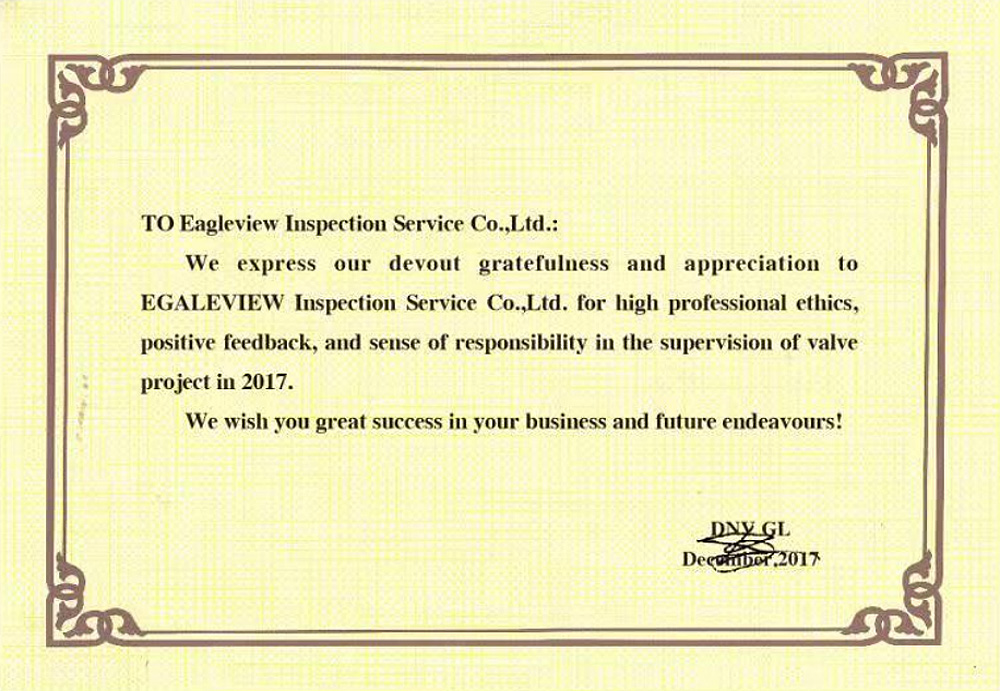 To Eagleview Inspection Service Co.,Ltd.: